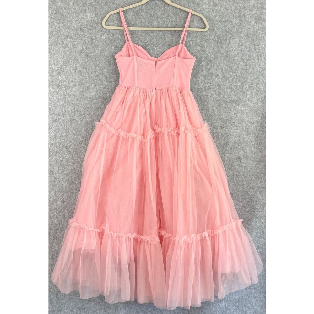 Forever 21 Tulle Ruffled Bustier Dress Womens Small Pink Fairy Whimsy Delicate - Picture 10 of 16